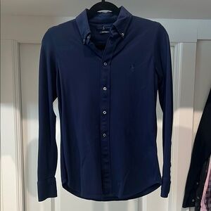 Ralph Lauren Women’s Navy Knit Oxford Shirt